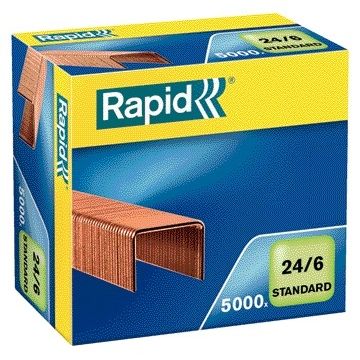 Rapid - Staples 24/6 copper plated standard 5000 pcs | 10 pieces