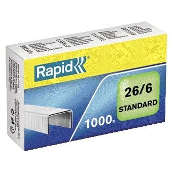 Rapid - Grapas 26/6 galvanizadas estándar 1000 piezas