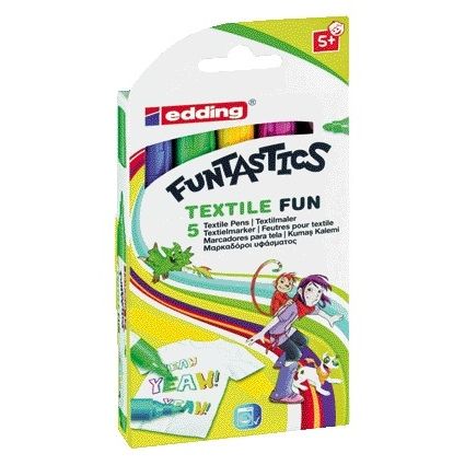 Edding - Rotulador 17 textil divertido redondo 2-3 mm juego de 5 piezas