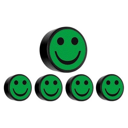 Smit Visual - Aimant smiley 35mm vert 5 pièces