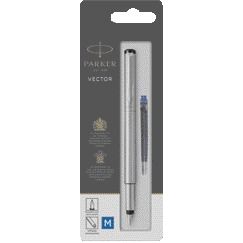 Parker - Pluma estilográfica Vector acero inoxidable mediana blister de 1 pieza