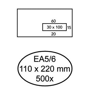 Hermes - Envelope EA5/6 110x220mm window 3x10right self-adhesive 500 pieces