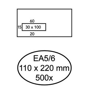 Hermes - Enveloppe EA5/6 110x220mm fenêtre 3x10liens autocollante 500 pièces
