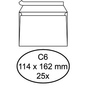 Quantore - Banque d'enveloppes C6 114x162mm autocollante blanc 25 pièces