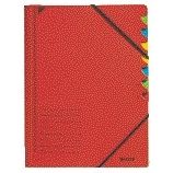 Leitz - Carpeta clasificadora 7 pestañas cartón rojo | 5 piezas