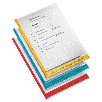 Leitz - Insteekmap L-model premium A4 0.15mm PP gekleurde rand transparant 6 stuks