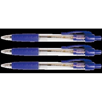 Quantore - Balpen rubberen grip drukknop blauw | 12 stuks