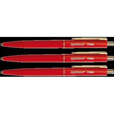 Quantore - Ballpoint pen push button with metal clip red medium | 50 pieces