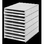 Styro - Drawer box with 10 gray drawers open