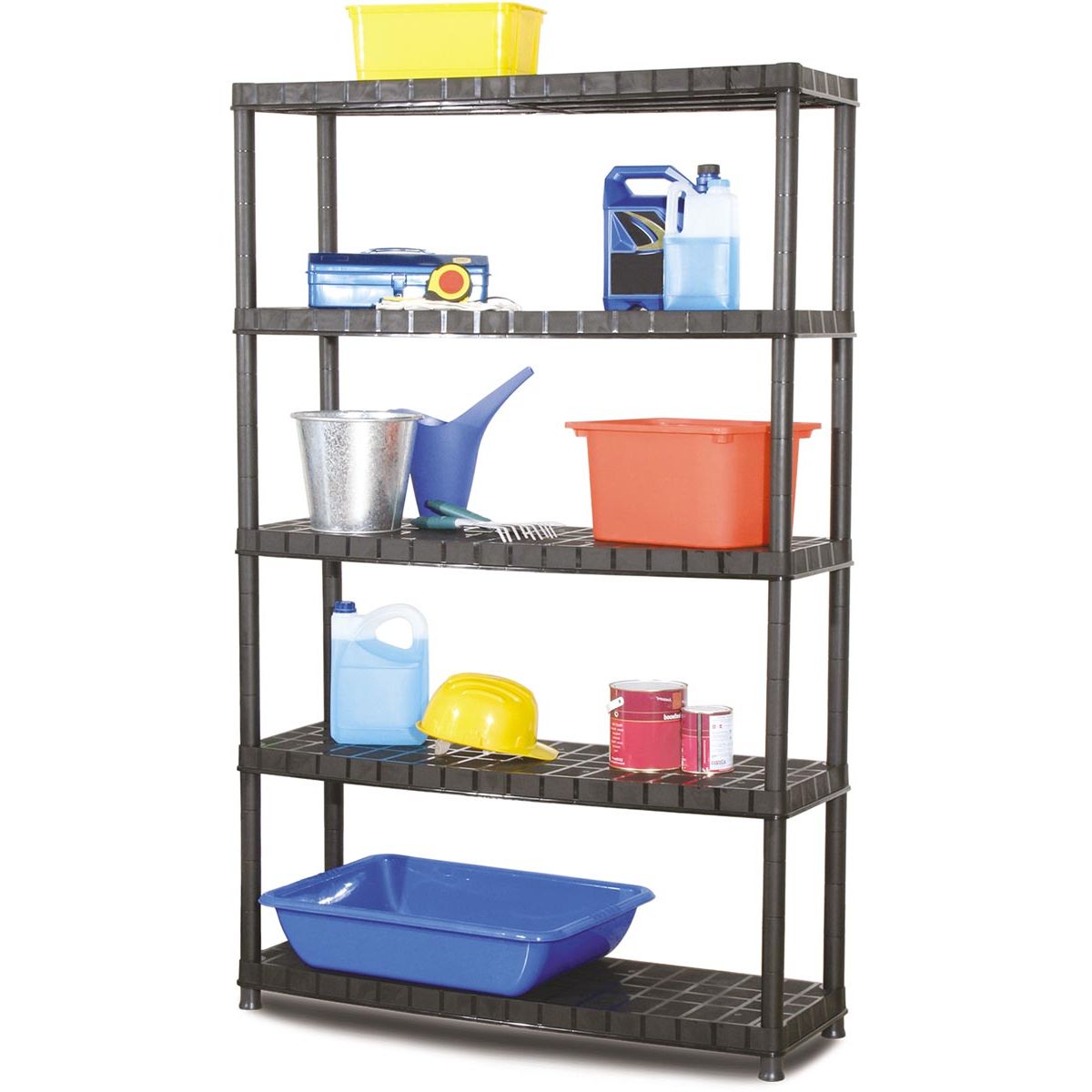 Practo - rek Plasti Rack 120, 185 x 120 x 40 cm, 5 legborden, zwart
