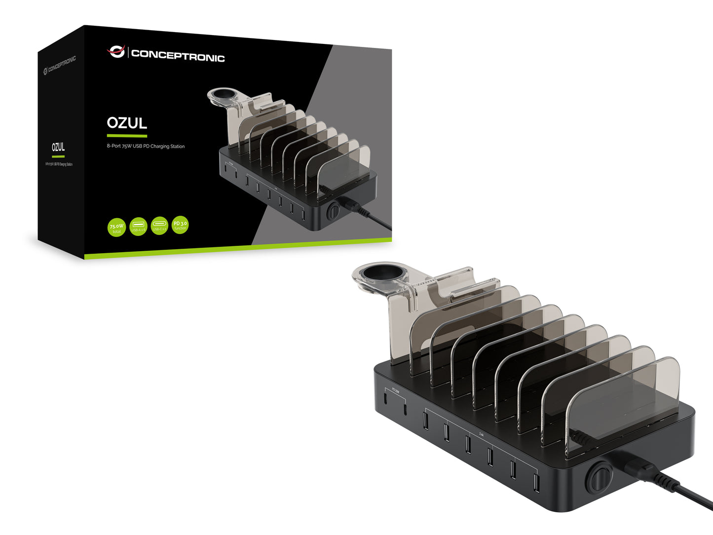 CONCEPTRONIC - OZUL02B oplader voor mobiele apparatuur Universeel Zwart AC Binnen