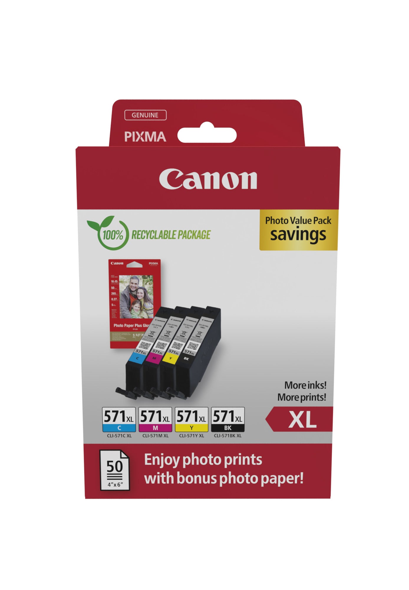 Canon - pack économique photo CLI-571XL, 375 895 photos, OEM 0332C006, 4 couleurs