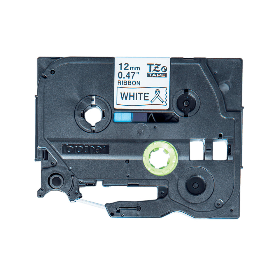 Brother - Ruban en tissu TZe pour P-Touch 12 mm, noir sur blanc