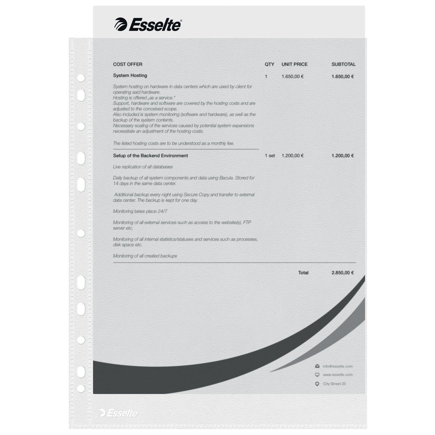 Esselte - 16690 sheet protector 210 x 297 mm (A4) Polypropyleen (PP)