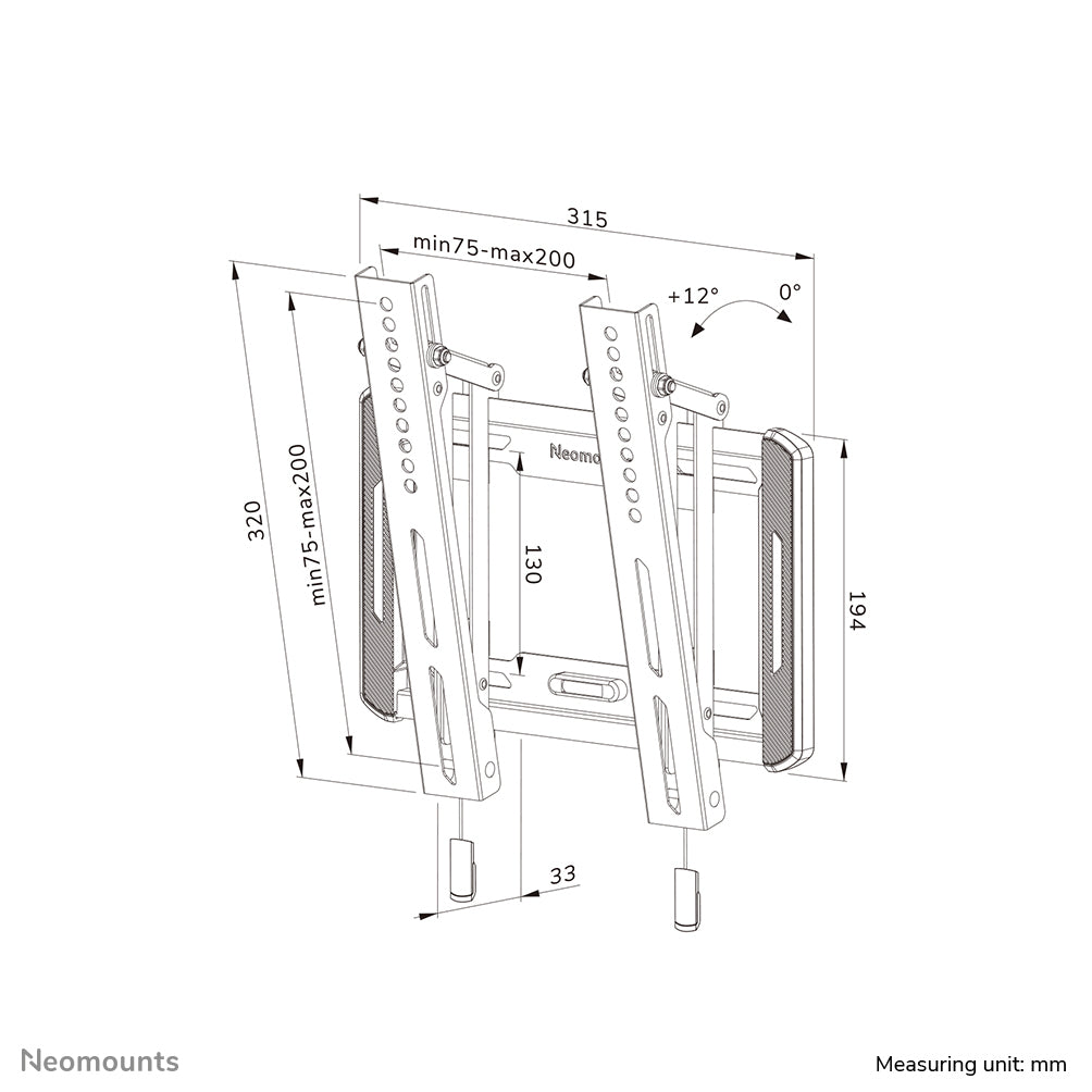 Neomounts - WL35-550BL12 TV-beugel wand 24-65 kantelbaar Easy Install