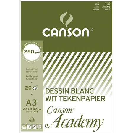 Canson - drawing paper Academy, 250 g, ft 29.7 x 42 cm, A3, pad of 20 sheets