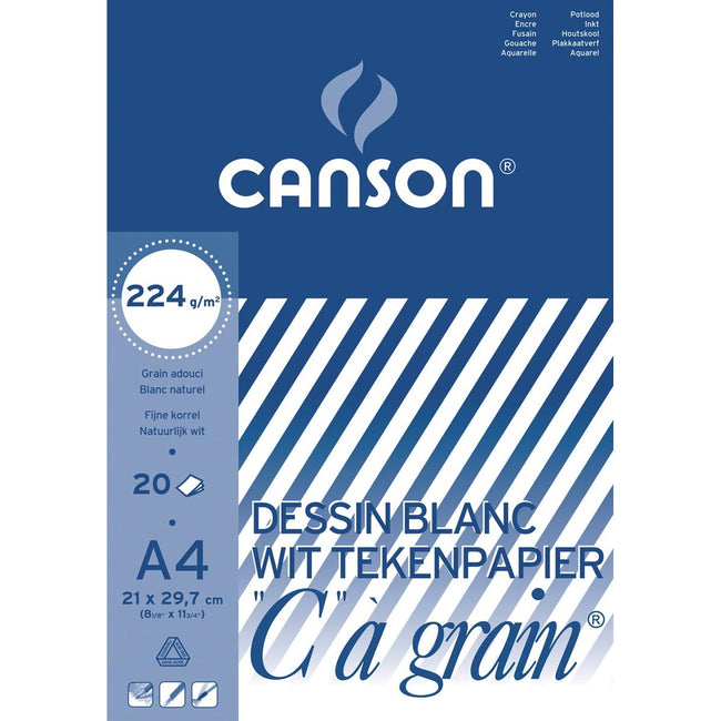 Canson - blocco da disegno C à grain 224 g/m², ft 21 x 29,7 cm (A4)