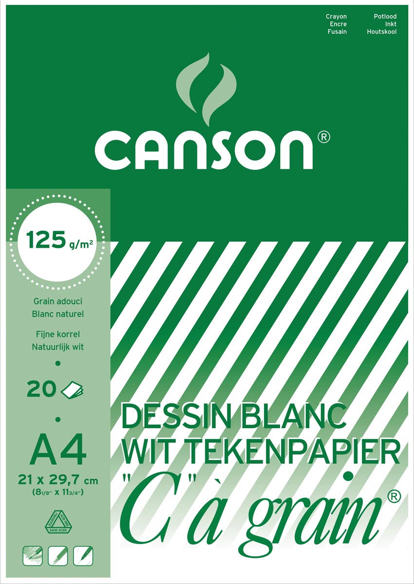 Canson - Drawing pad C à grain 125 g/m², ft 21 x 29.7 cm (A4)