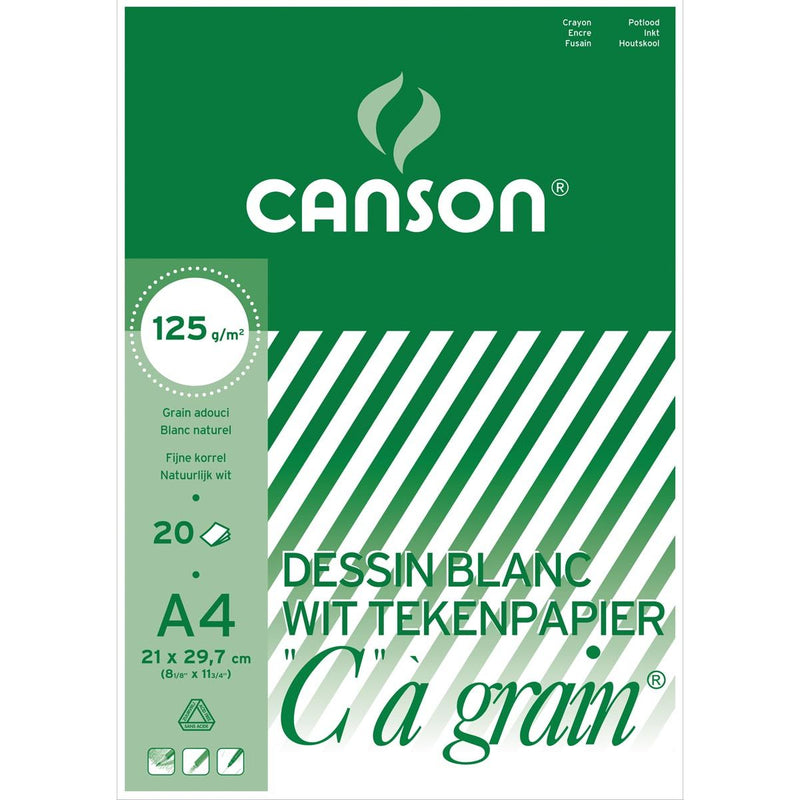Canson -  tekenblok C à grain 125 g/m², ft 21 x 29,7 cm (A4)