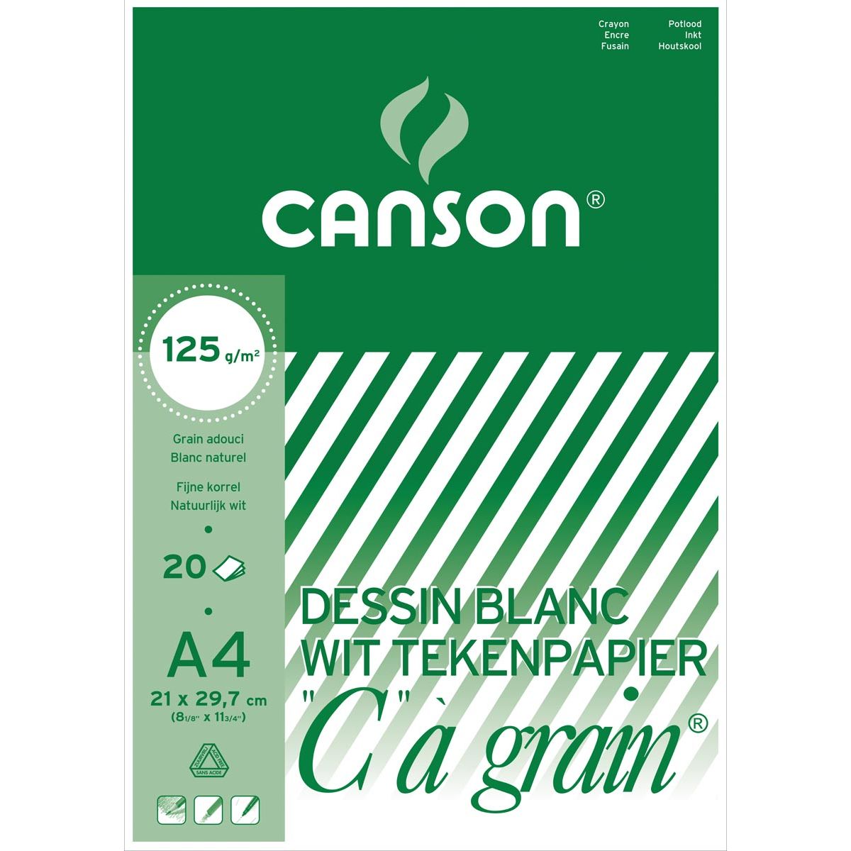 Canson - tekenblok C à grain 125 g/m², ft 21 x 29,7 cm (A4)