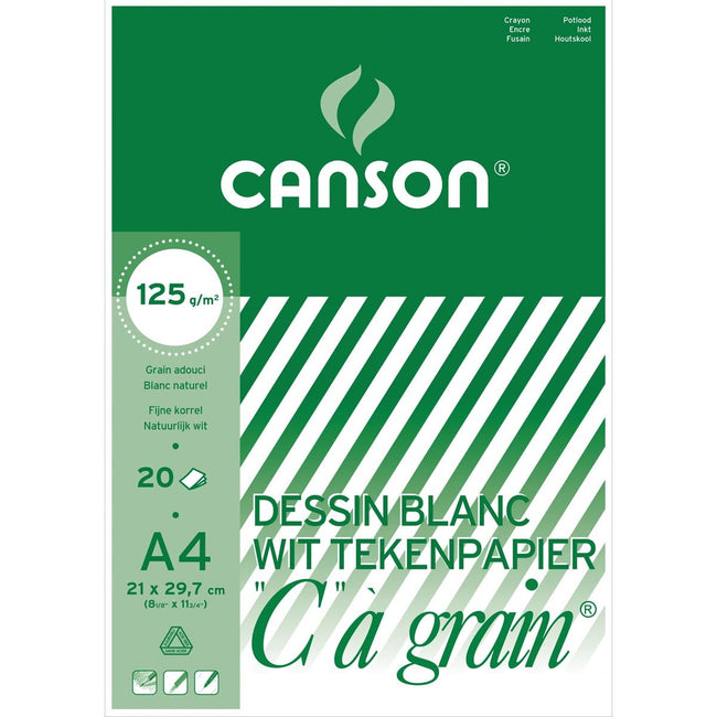 Canson - Bloc de dibujo C à grano 125 g/m², pies 21 x 29,7 cm (A4)
