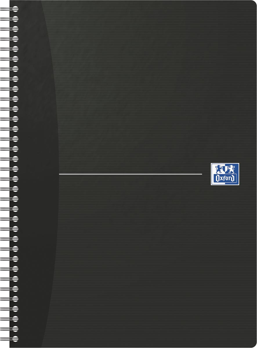 Oxford -  Essentials spiraalschrift, 180 bladzijden, ft A4, geruit 5 mm, zwart