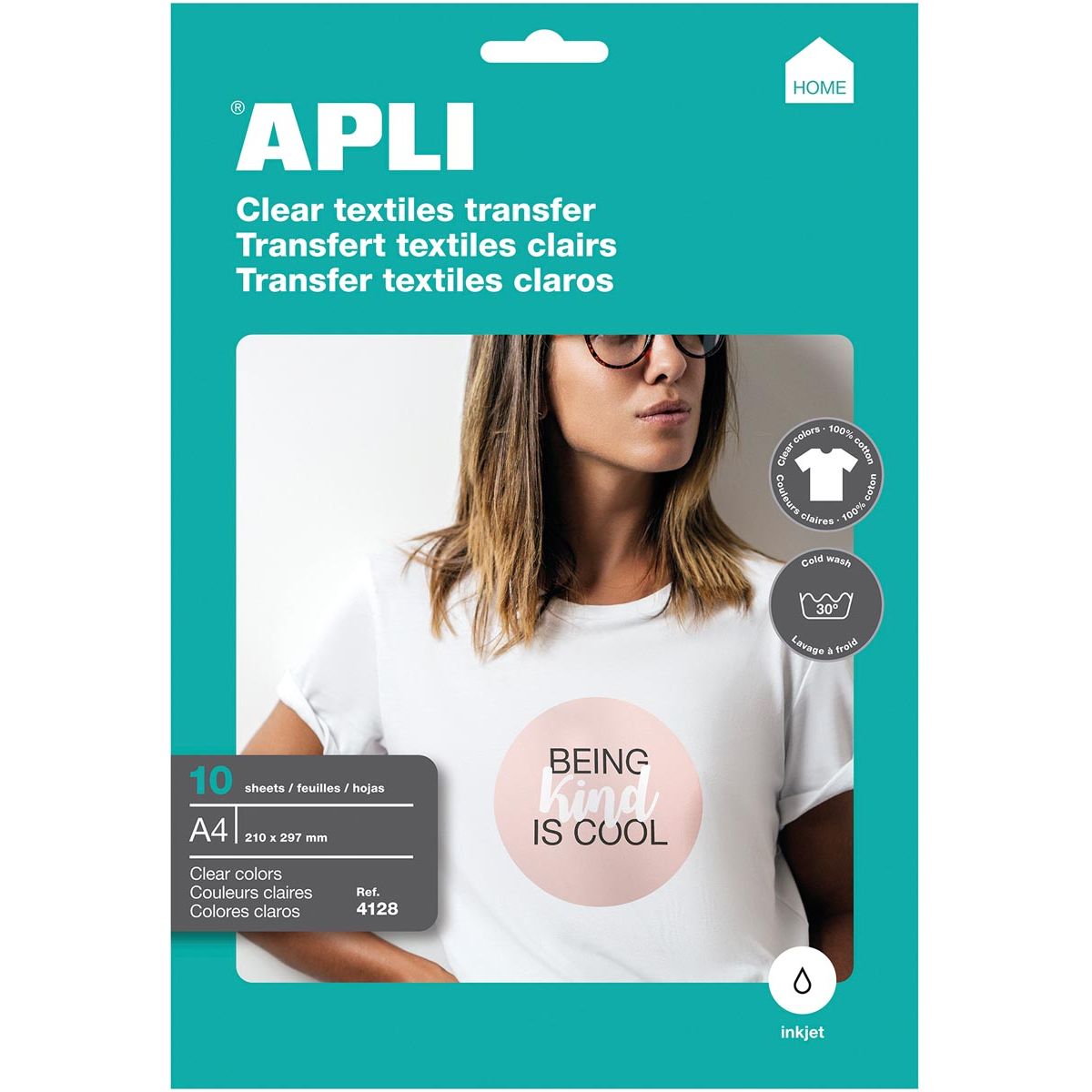 Apli - T-shirt Transfer Paper voor licht of wit textiel, pak met 10 vellen