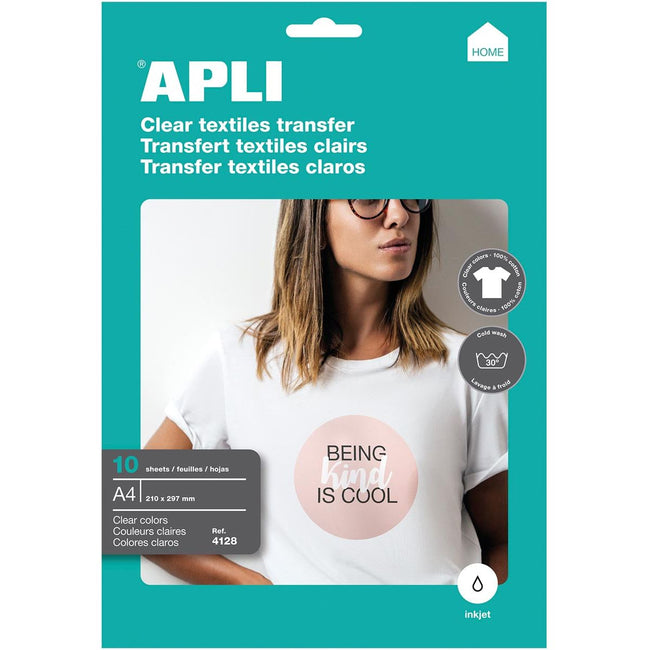 Apli - T-shirt Transfer Paper voor licht of wit textiel, pak met 10 vellen