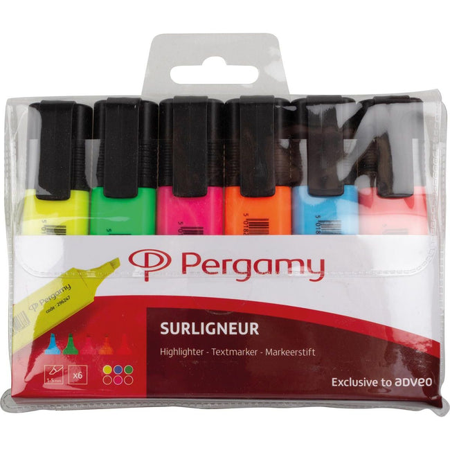 Pergamy - Pergamy markeerstift, etui van 6 stuks in geassorteerde kleuren