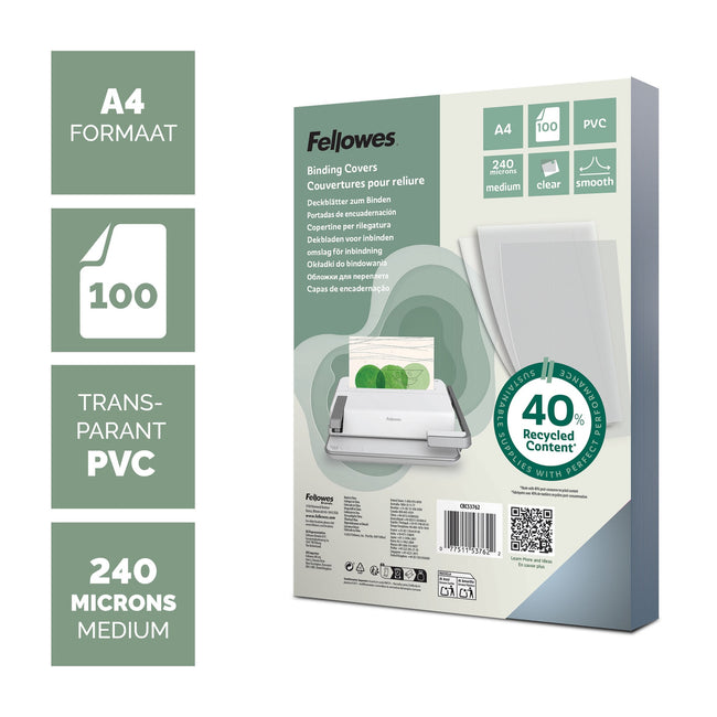Fellowes -  Voorblad  a4 pvc 240micron transparant