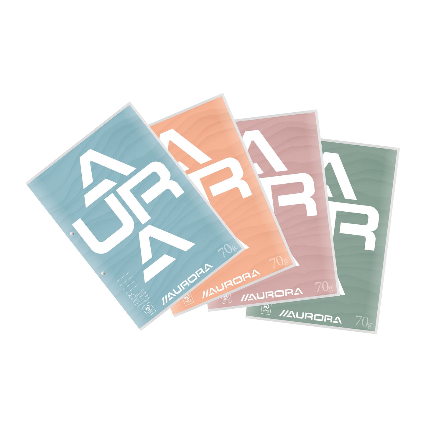 Aurora - Bloc de cours A4 ligne 2 trous 200 pages 70gr | 10 pièces