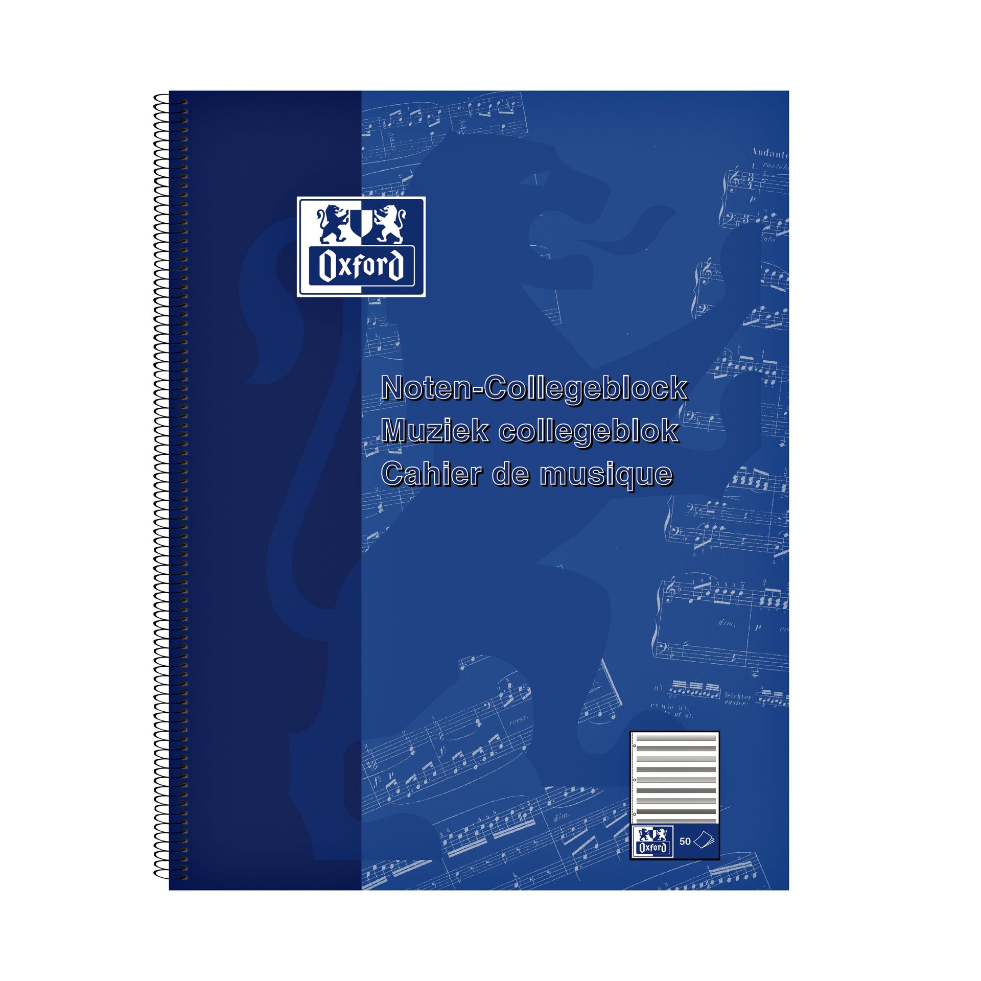 Oxford -  Collegeblk oxf a4+ muziek 4gaats 100pag 80gr blauw