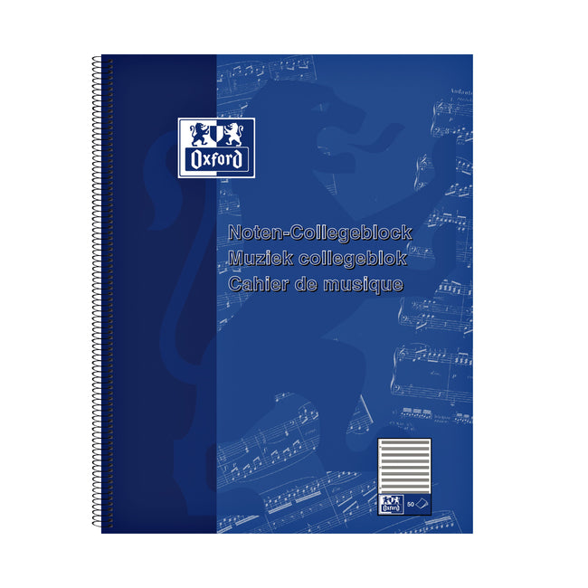 Oxford - Lecture pad A4+ music 4-hole 100 pages 80gr blue