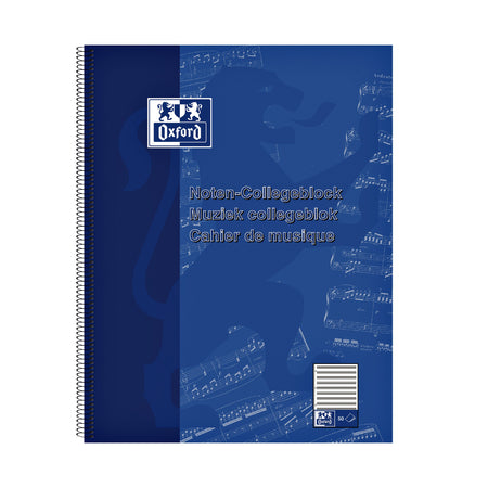 Oxford - Blocco note A4+ musica 4 fori 100 pagine 80gr blu | 10 pezzi