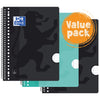 Oxford - Lecture block School A4+ line 23-hole 160 pages 80gr value pack assorted 3 pieces