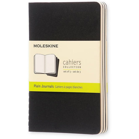 Moleskine - Cuaderno 90x140mm en blanco 240 páginas 70gr negro set de 3 piezas