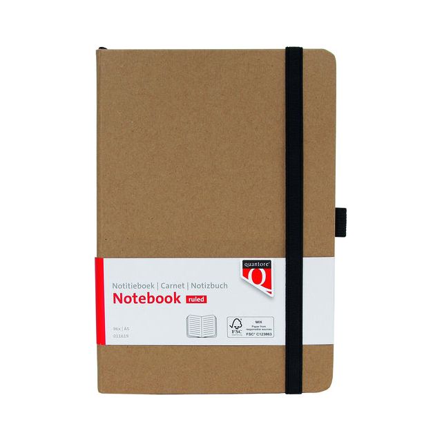 Quantore - Notebook A5 Ligne 192BLZ 80gr Kraft | 1 pièce | 3 pièces