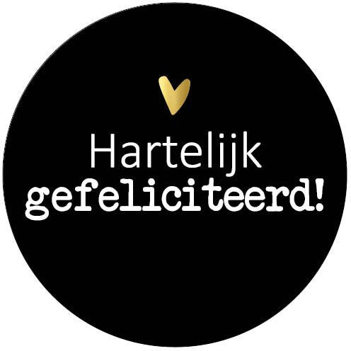 Klika -  KP etiket Hartelijk gefeliciteerd, diameter 40 mm, rol van 250 stuks