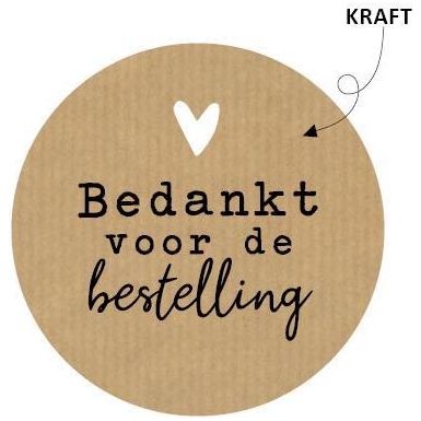 Merkloos - KP etiket Bedankt voor de bestelling, kraft, diameter 50 mm, rol van 250 stuks