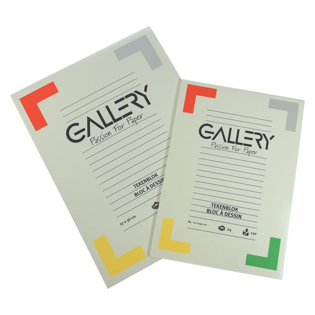 Galerie - Galeriezeichnung Block, Holz -freies Papier, 120 g/m², Ft 27 x 36 cm, 24 Blätter Block