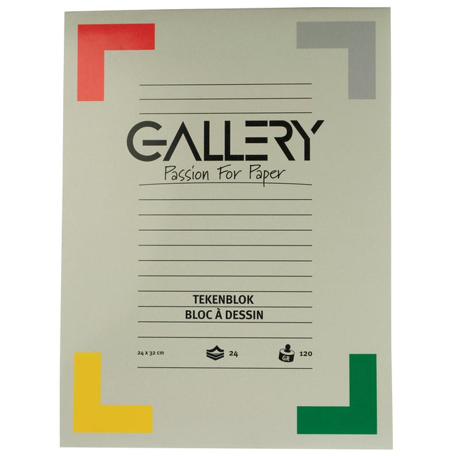 Gallery - papel de dibujo, 120 g, pies 24 x 32 cm, papel sin pasta química, bloque de 24 hojas