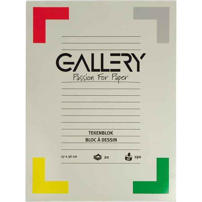 Gallery - drawing paper, 190 g, ft 27 x 36 cm, extra heavy wood-free paper, block of 20 sheets