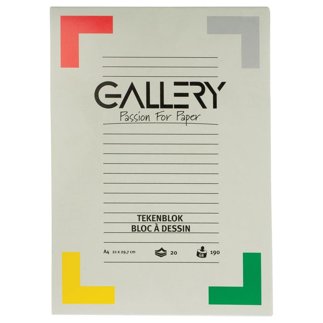 Gallery - Gallery tekenblok ft 21 x 29,7 cm (A4), extra zwaar houtvrij papier, 190 g/m², blok van 20 vel