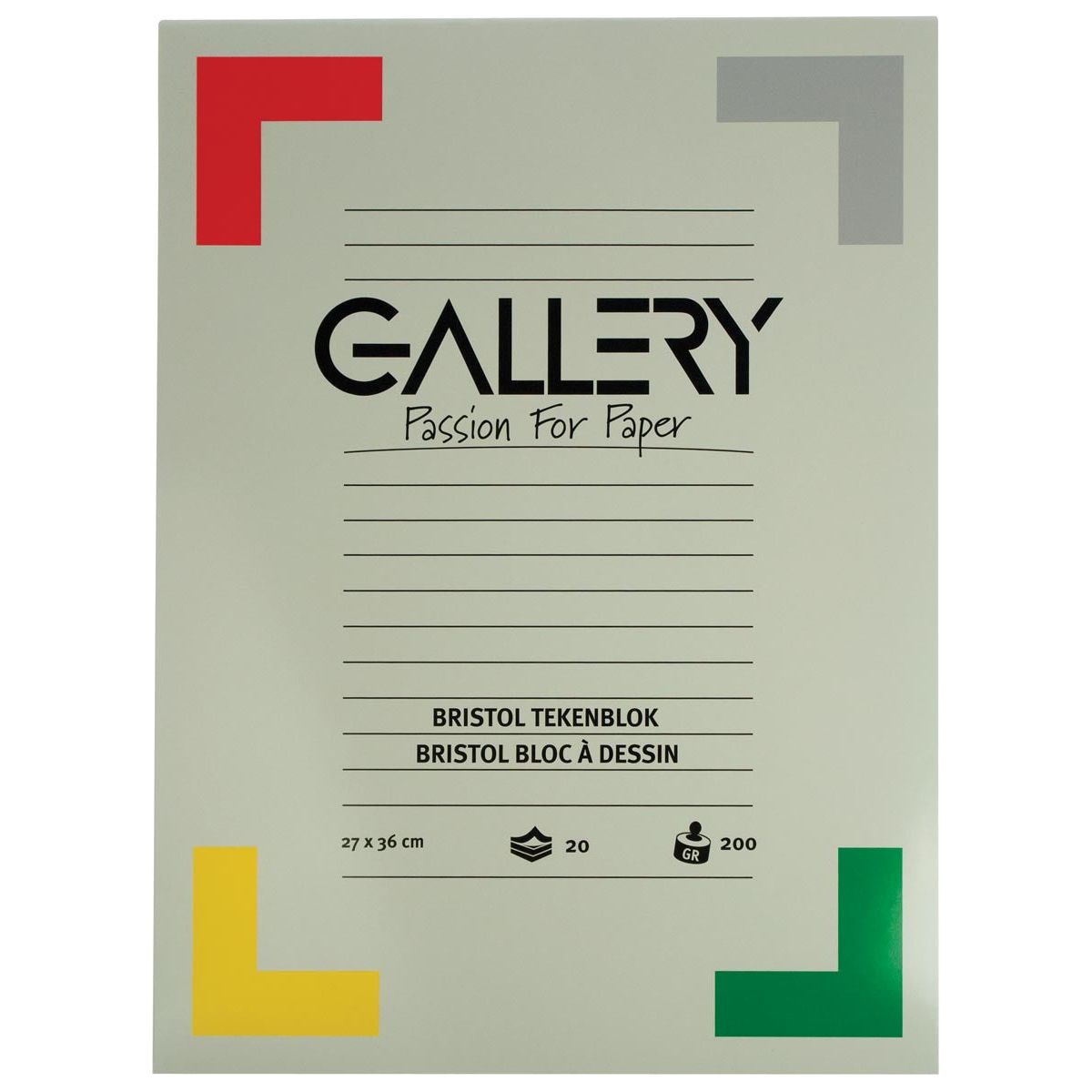 Gallery - Gallery Bristol tekenblok ft 27 x 36 cm, 200 g/m², blok van 20 vel