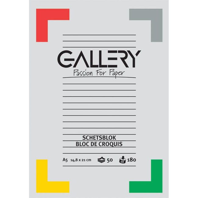 Gallery - Gallery schetsblok, ft 14,8 x 21 cm (A5), 180 g/m², blok van 50 vel