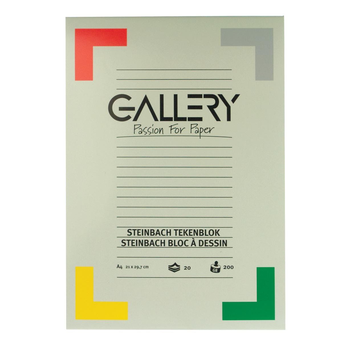 Galerie - Steinbach-Zeichenpapier, 200 g, ft 21 x 29,7 cm, A4, gekörnt, Block mit 20 Blatt