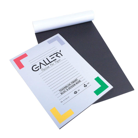 Galerie – Zeichenpapier, 120 g, ft 21 x 29,7 cm, A4, schwarz, Block mit 20 Blatt