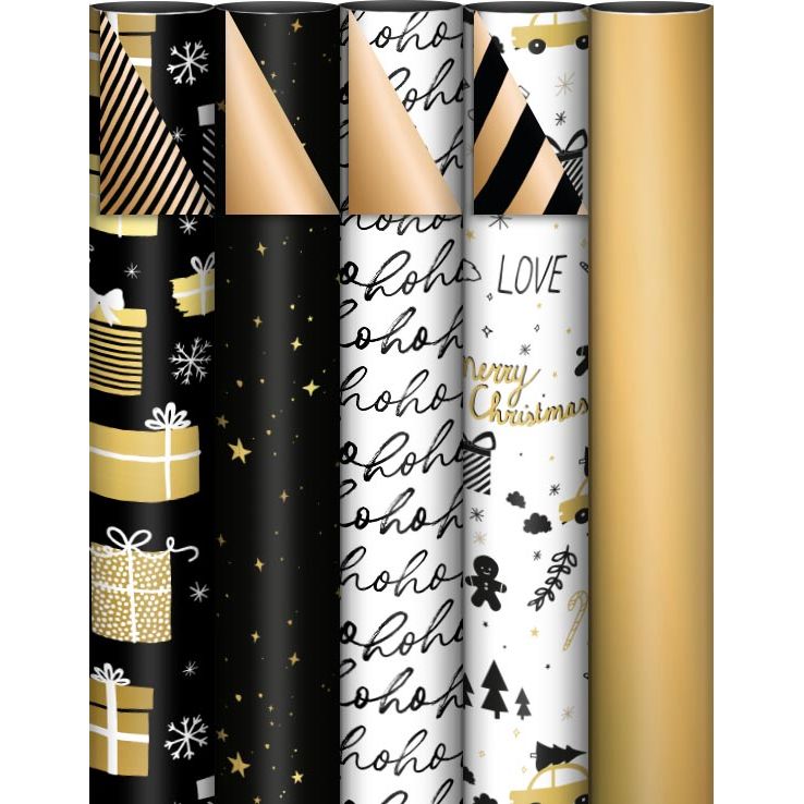 KP -   geschenapier Black Gold, 70 cm x 2 m, geassorteerde kleuren