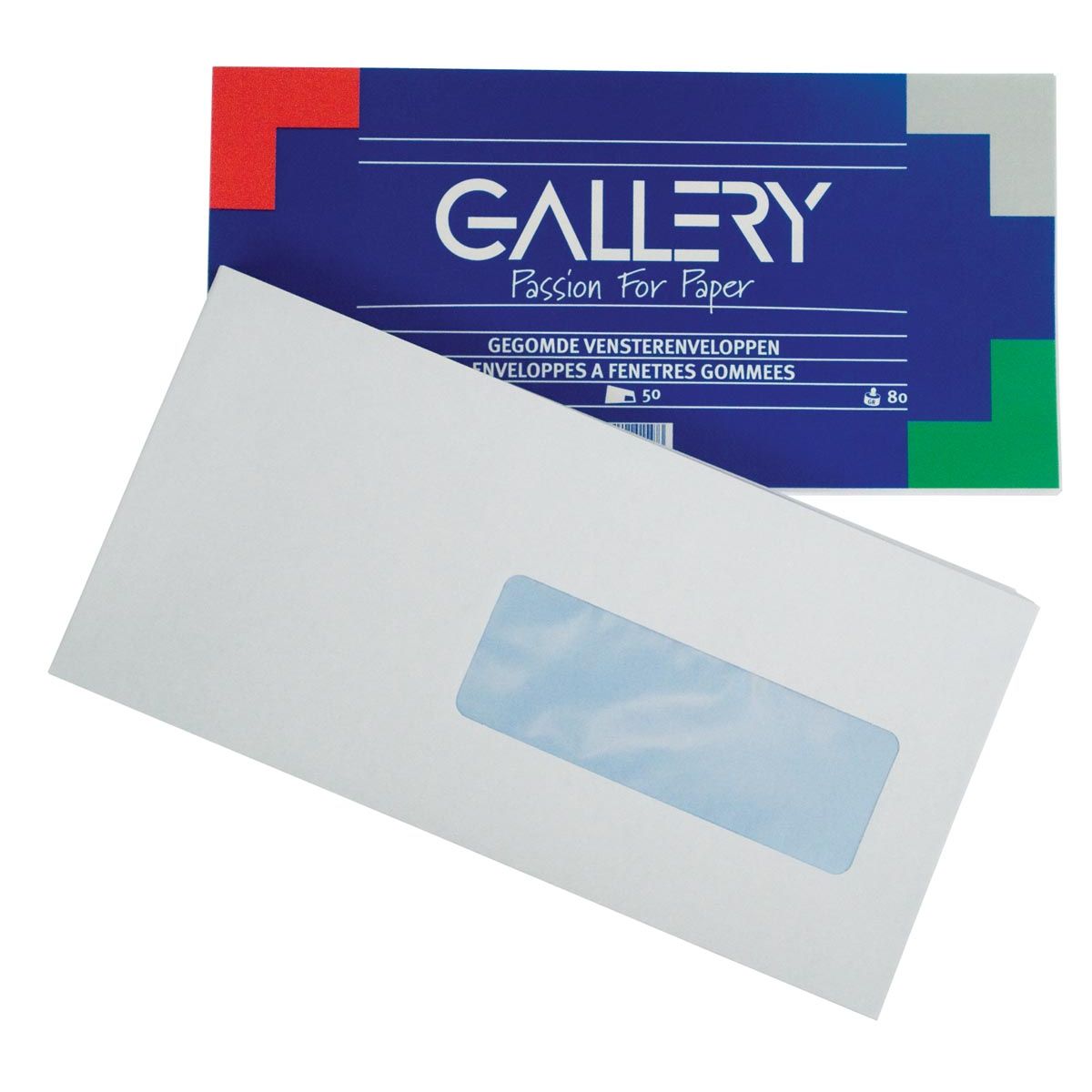 Gallery -   enveloppen ft 114 x 229 mm, met venster rechts, gegomd, pak van 50 stuks