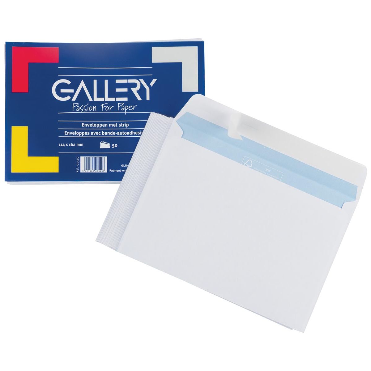 Gallery - Gallery enveloppen ft 114 x 162 mm, stripsluiting, pak van 50 stuks